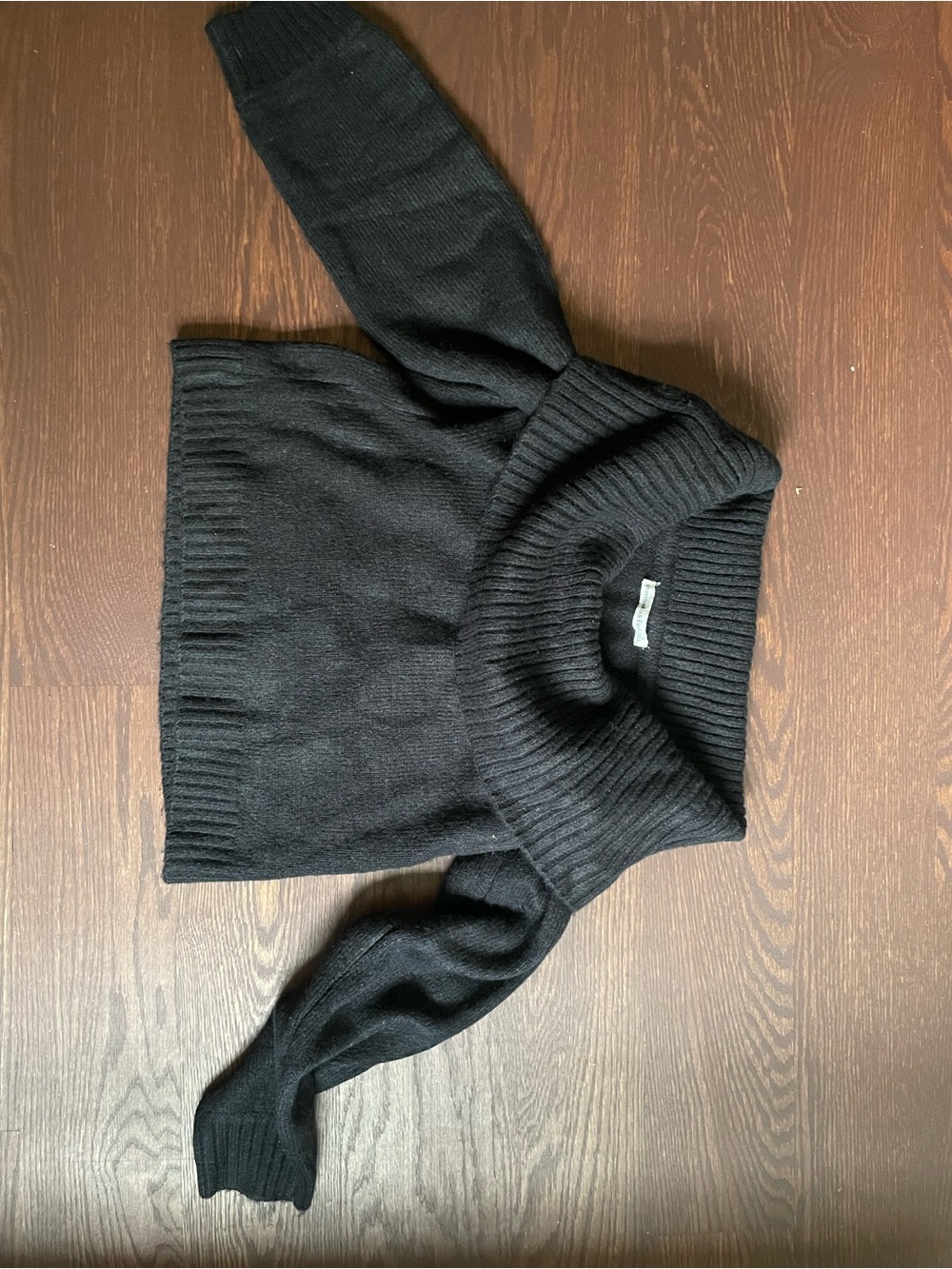 Abercrombie & Fitch Black Ribbed Funnel-Neck Sweater